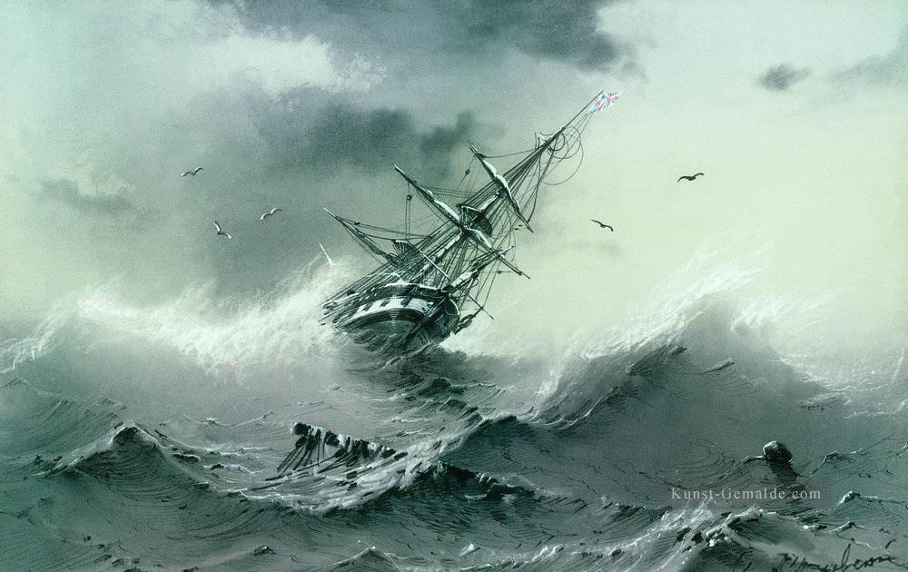 Schiffbruch 1854 Verspielt Ivan Aiwasowski russisch auf Ölgemälde